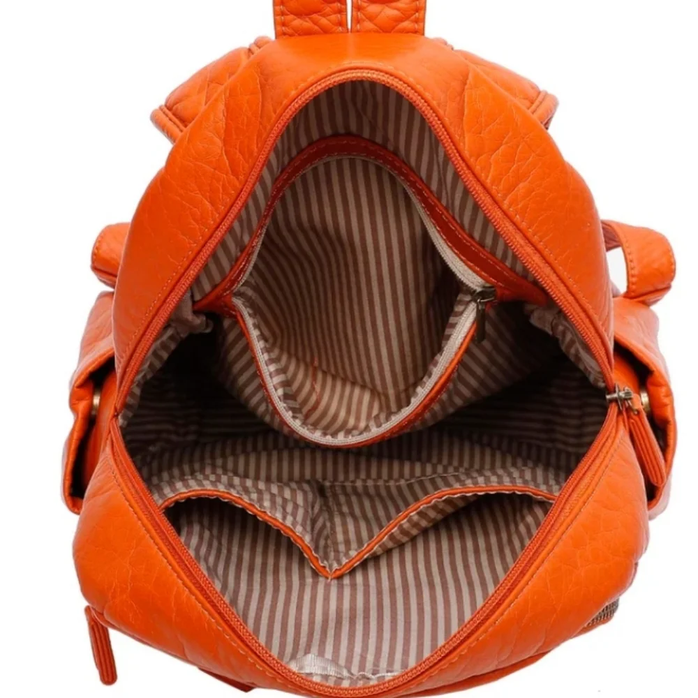 NWT Ampere Creations Marie Backpack Orange Vegan Leather Backpack